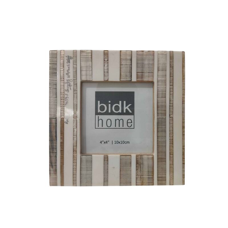 White & Light Grey Resin Picture Frame - 4x4