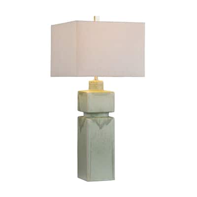 Green Ceramic Table Lamp with Shade