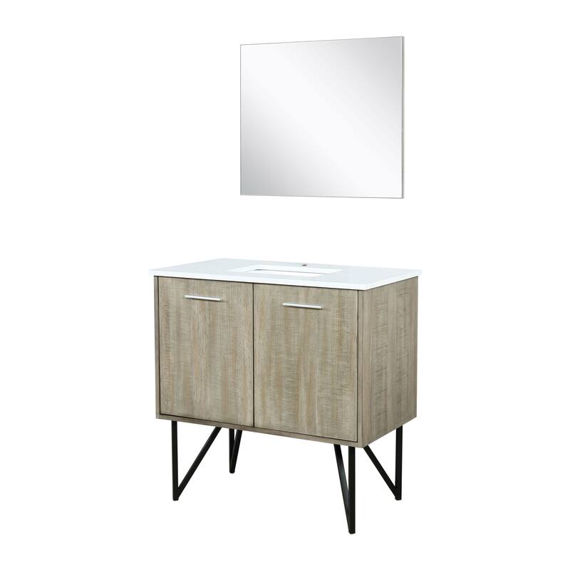 Lancy Rustic Acacia Bath Vanity, Cultured Marble Top and Mirror