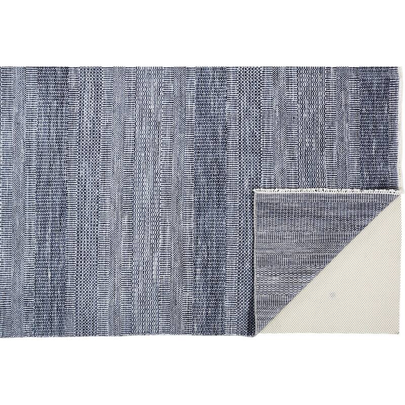HomeRoots 9' X 12' Blue And Gray Wool Striped Hand Knotted Area Rug - 9' x 12'