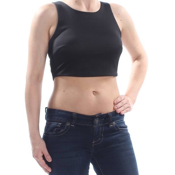 Shop Sequin Hearts Womens Black Sleeveless Jewel Neck Top Juniors