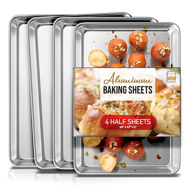JoyTable Aluminum Steel Non-stick Baking Sheet/Cookie Sheet Set - Half Sheet Pan - 4 Piece