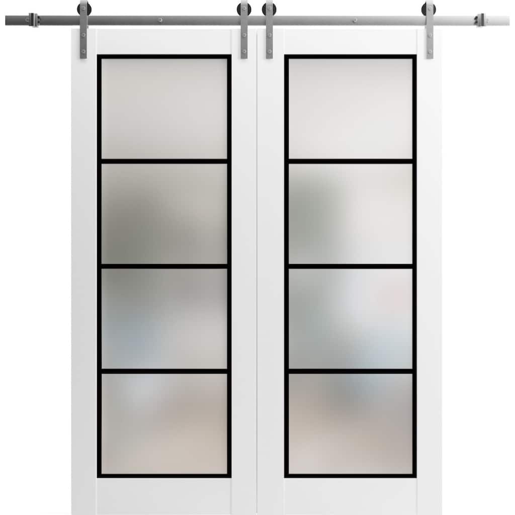 Sturdy Double Barn Door 36 x 80 Planum 2132 White Silk 13FT
