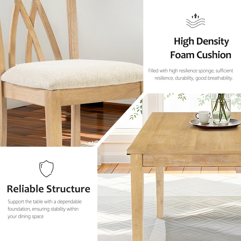 Modern Dining Table Set with 4 Chairs, 60"L Table & 23"H Chairs, Anti-Slip Design, Perfect for 4-6 Persons