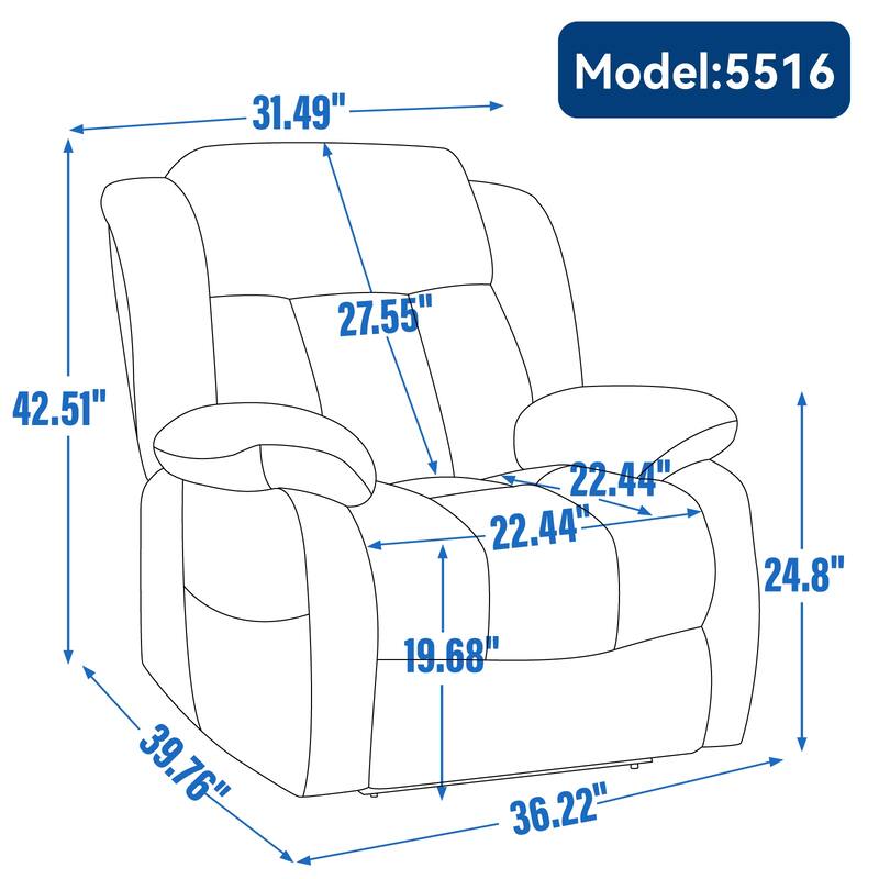 Roomfitters Dual Motor Power Lift Recliner, Infinite Position Massage Chair with 180-Degree Flat Recline, Heavy Duty