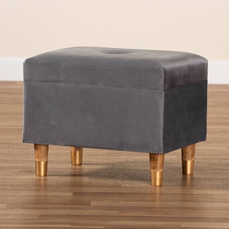 Elias Modern Velvet Fabric Storage Ottoman