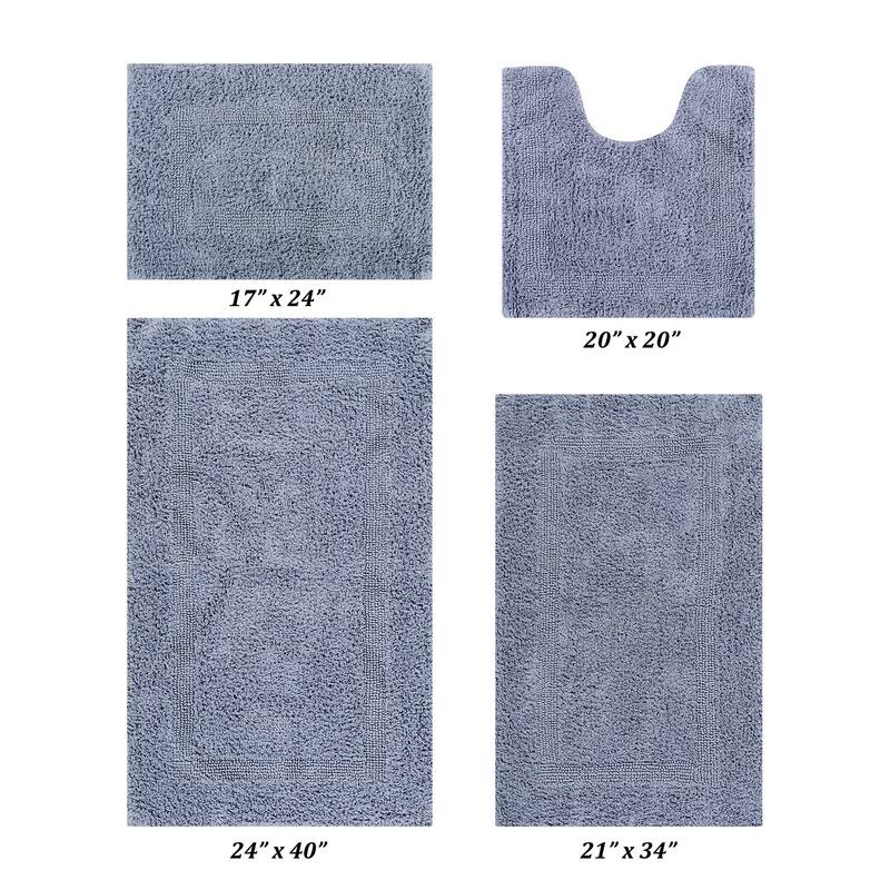 Better Trends Bath Rugs 100% Cotton Reversible Highly Water Absorbent Bathroom Rug for Shower, Sink, Bath Mats - Lux Collection