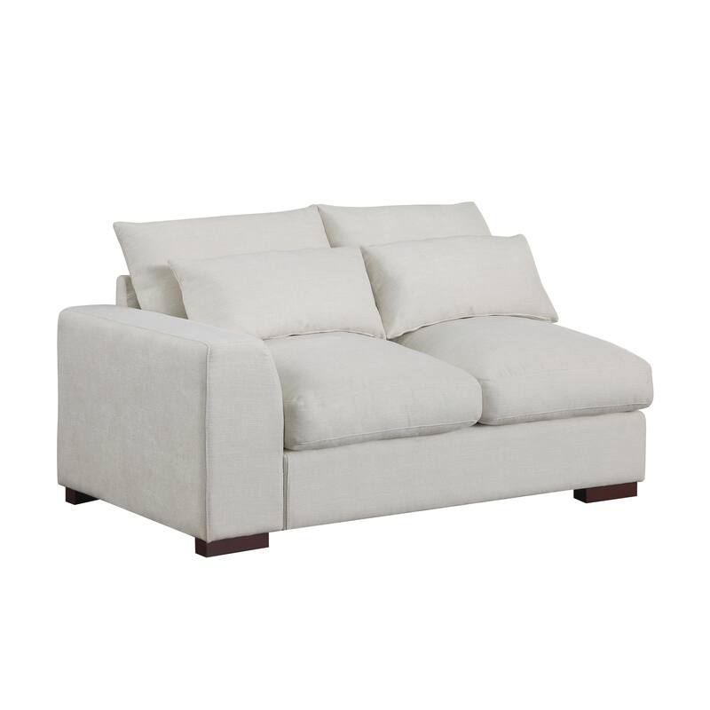 Linen Blend Sectional with 2 Ottomans