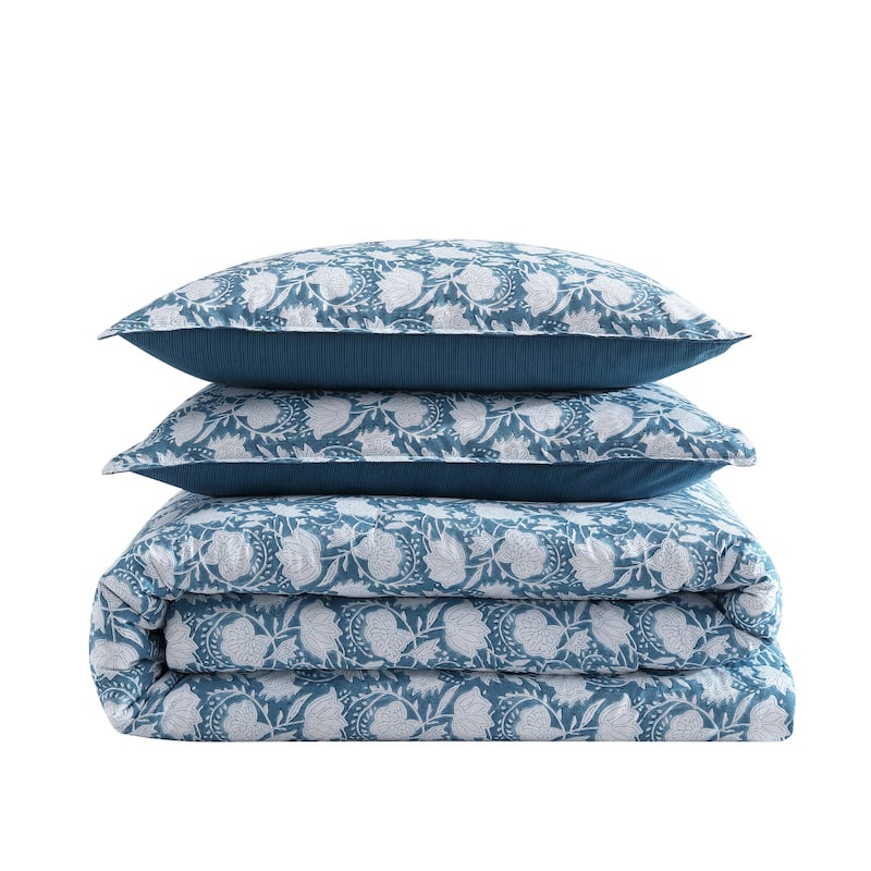 Nautica Bayport Floral Cotton Reversible Beige Comforter Set