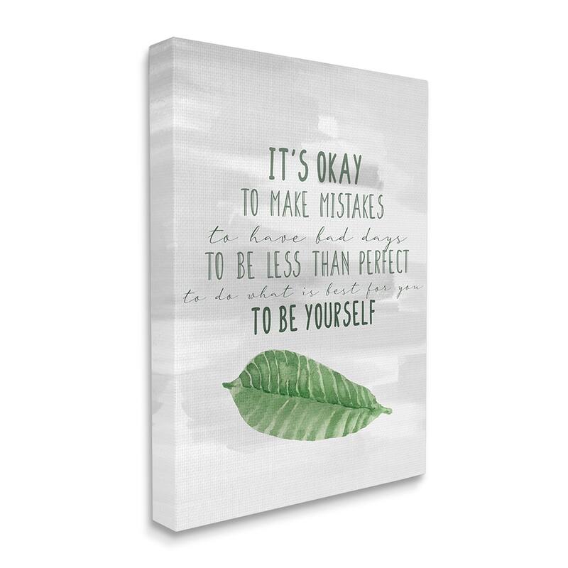 Stupell Motivational Okay to Make Mistakes Green Leaf Canvas Wall Art - 24 x 30
