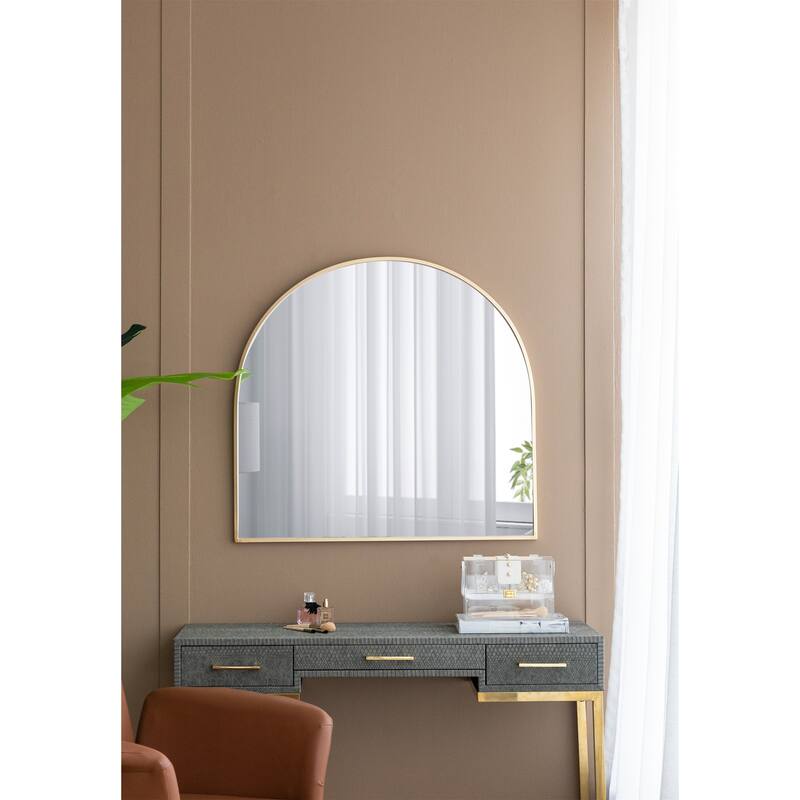 33" x 31" Arched Decorative Accent Mirror with Iron Gold Frame