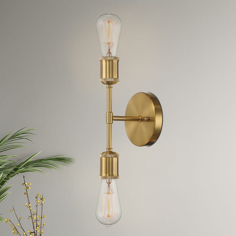 Tonula Double-Light Wall Sconce with Satin Brass Finish