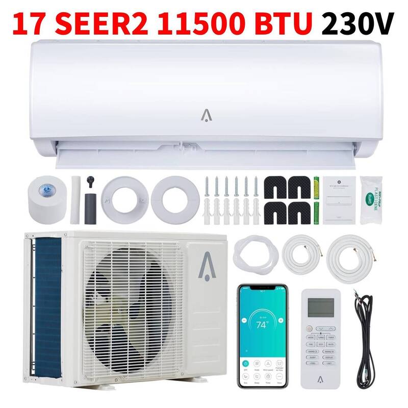 230V 17 SEER2 11500 BTU Wifi Enabled Mini Split Air Conditioner, AC Unit & Heater for 550 Sq.Ft. - N/A - White