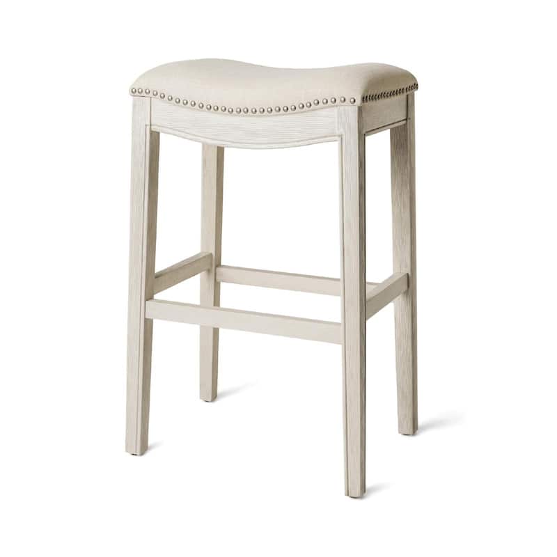 Maven Lane 31" Adrien Saddle Kitchen Bar Height Stool - N/A - Single - White Oak