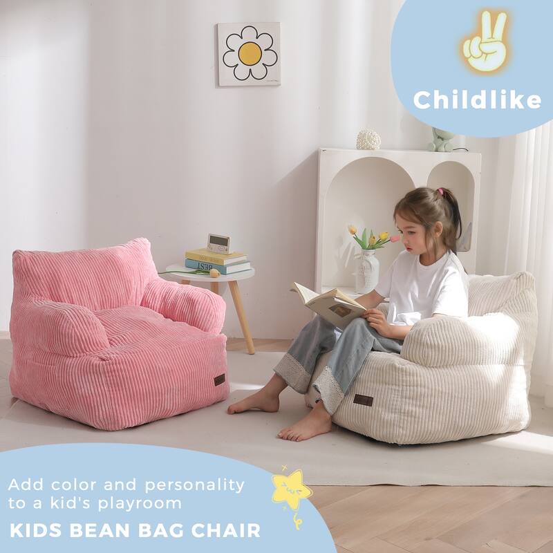 Kids Bean Bag Chair,Sherpa Bean Bag Sofa Couch with Decorative Edges