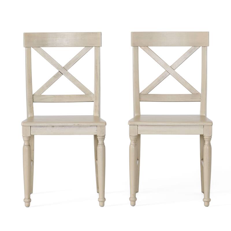 Roomfitters Farmhouse Acacia Wood Dining Chairs with Classic X-Shaped Back, Set of 2