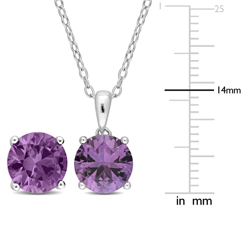 Miadora 6 7/8ct TGW Simulated Alexandrite Set With Chain in Sterling Silver