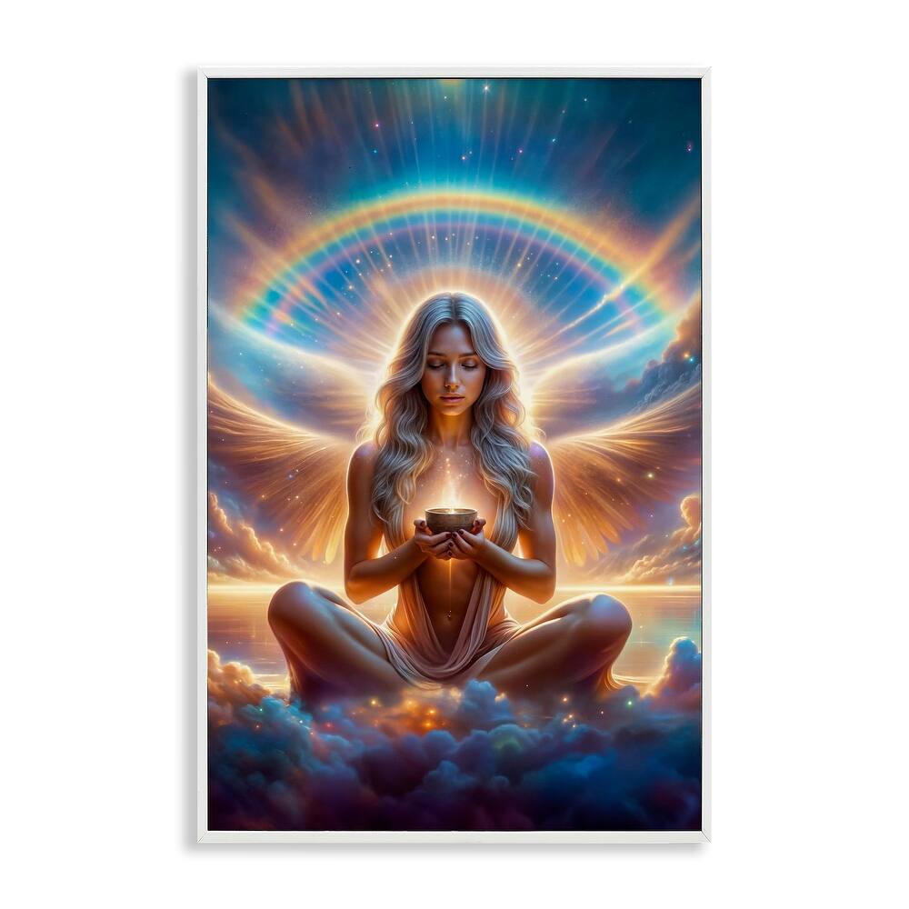 Stupell Enlightened Angel with Tea Framed Giclee Art Design By Spirit of the Rainbow