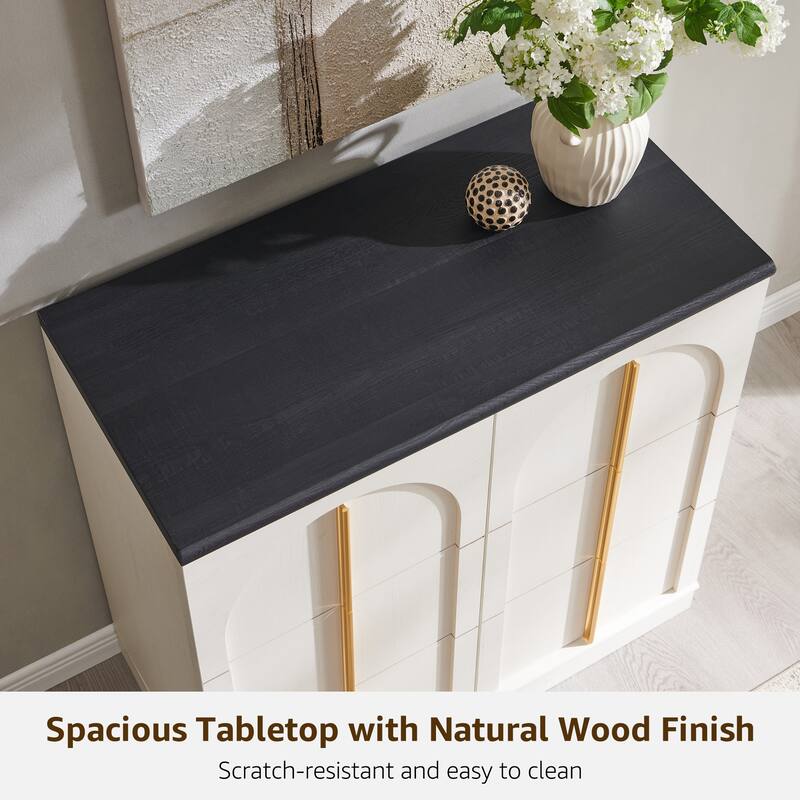 Buffet Cabinet with Arched Doors, Wood Sideboard with Adjustable Shelf