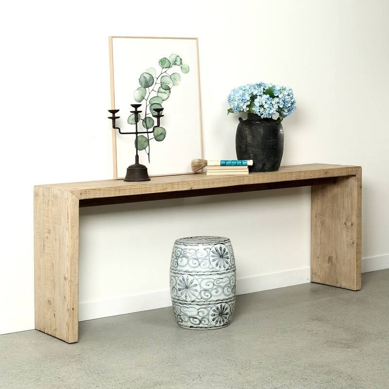 Approx. 17" High Soft Sky Blue Hand-Glazed Ceramic Garden Stool with Flower Motif