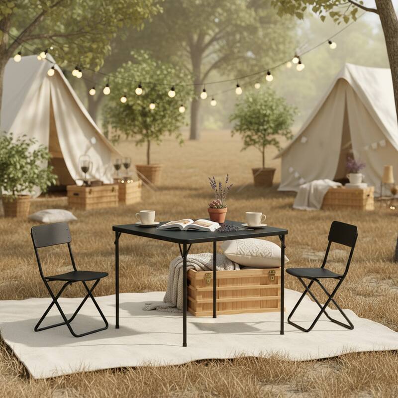 HOMYLIN 34" Square Folding Table with Sturdy Frame for Indoor/Outdoor