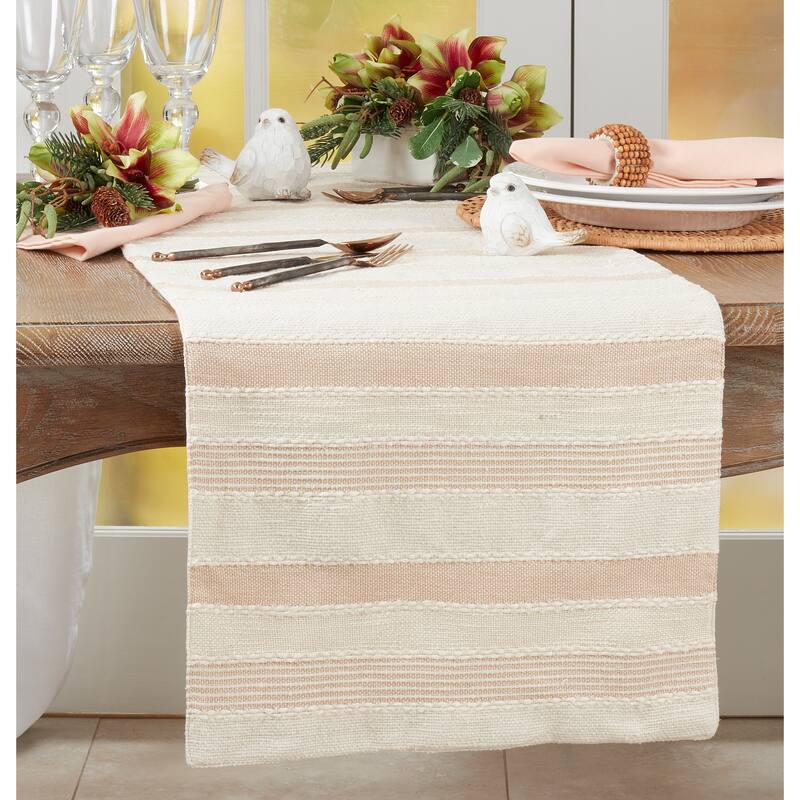 Cotton Table Runner With Striped Design - 16"x72"