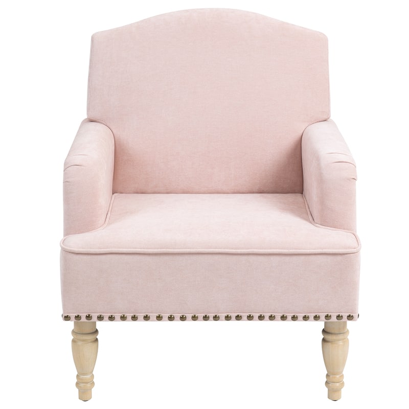 Modern Upholstered Accent Chair with Armrest, Fabric Reading Living Room Side Chair, Single Sofa with Wood Legs