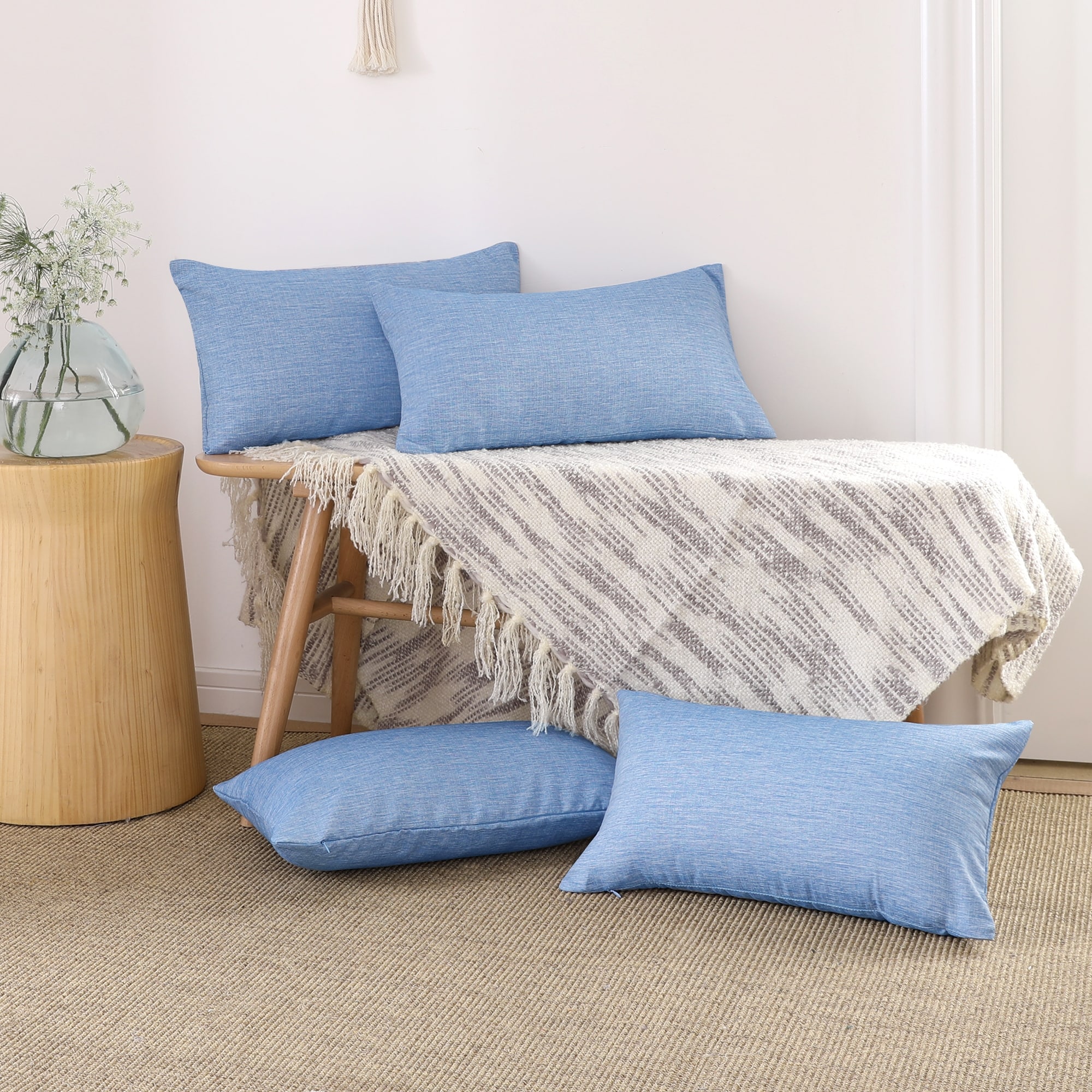 Deconovo 4-Pack Faux Linen Throw Pillow Covers with Hidden Zipper