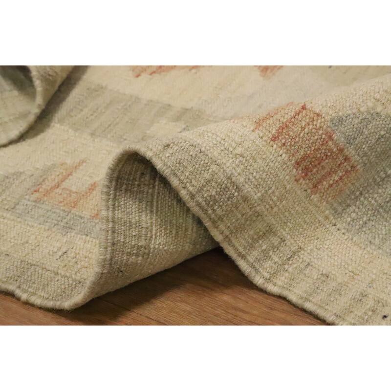 Hand Woven Oriental 100% Wool Carpet Southwestern Tribal Beige & Ivories Kilim Area Rug - 4' 11'' X 3' 3''