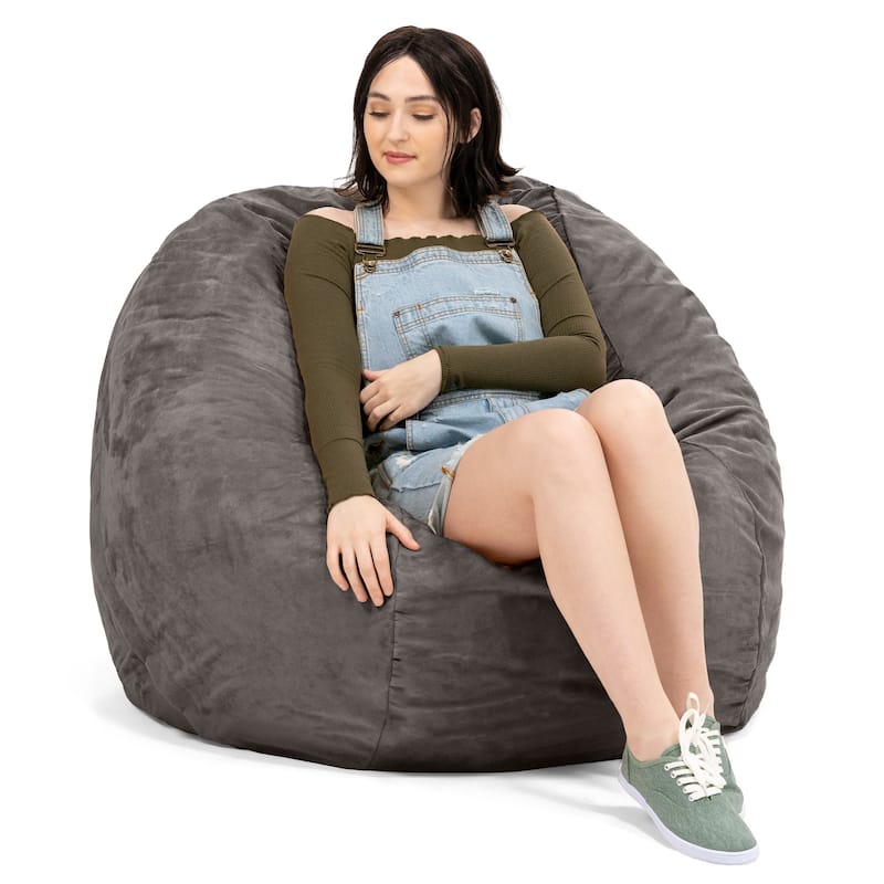 Jaxx Basics 4 Foot Large Adult Bean Bag Chair, Oversized with Filler