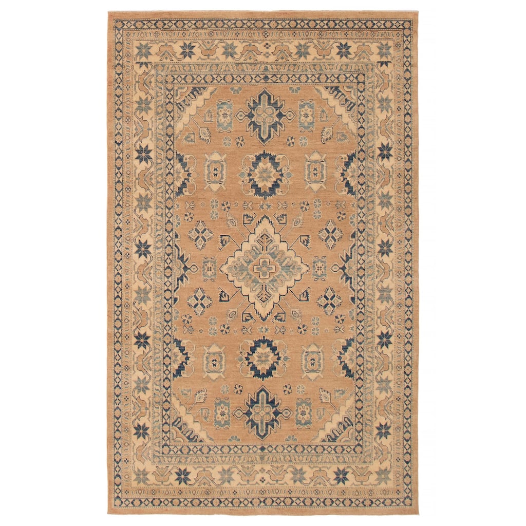 ECARPETGALLERY Hand-knotted Finest Ghazni Tan Wool Rug - 6'0 x 9'8