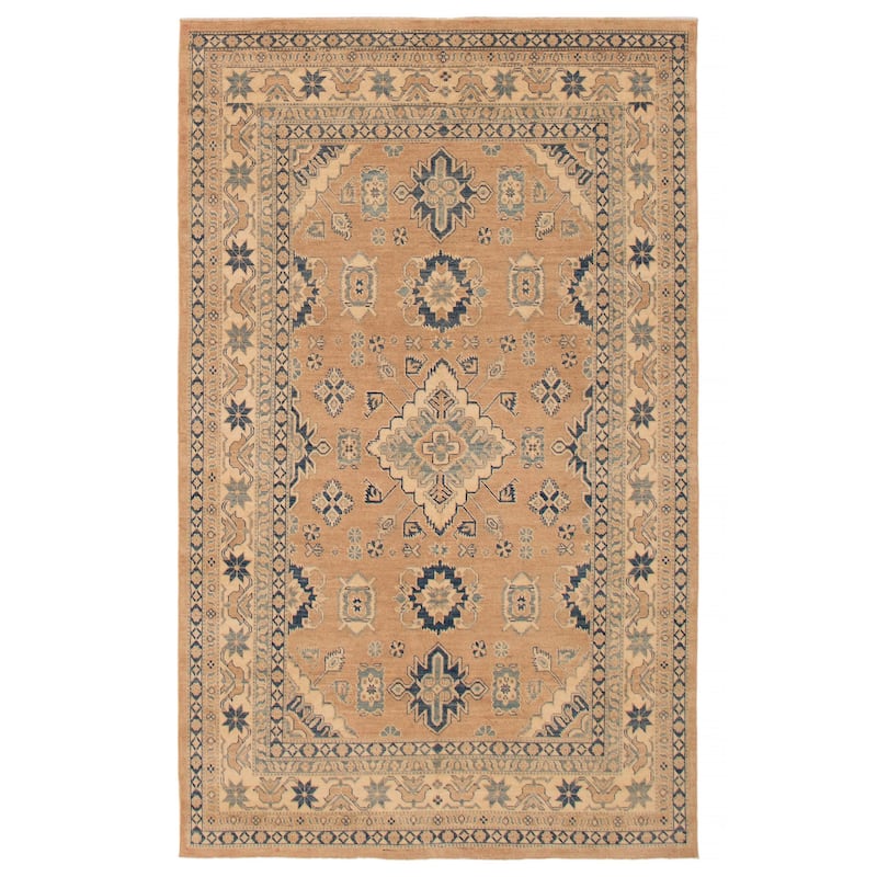 ECARPETGALLERY Hand-knotted Finest Ghazni Tan Wool Rug - 6'0 x 9'8 - Tan - 6'0 x 9'8