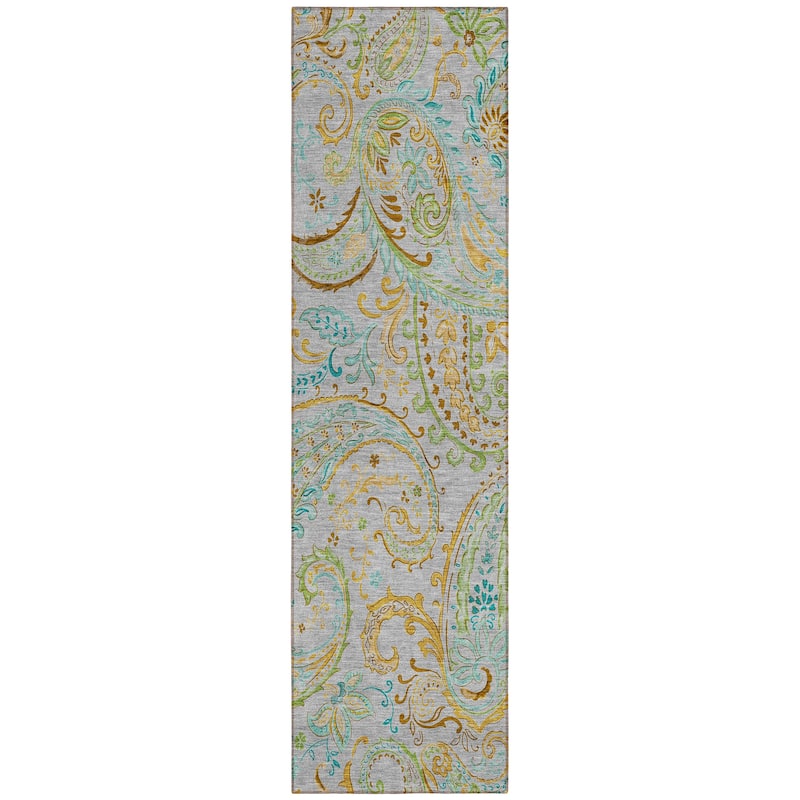 Machine Washable Indoor/ Outdoor Paisley Chantille Rug