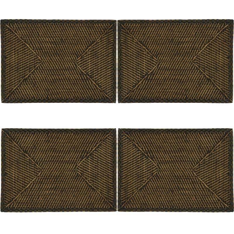 Rattan Placemats With Woven Design (Set of 4)