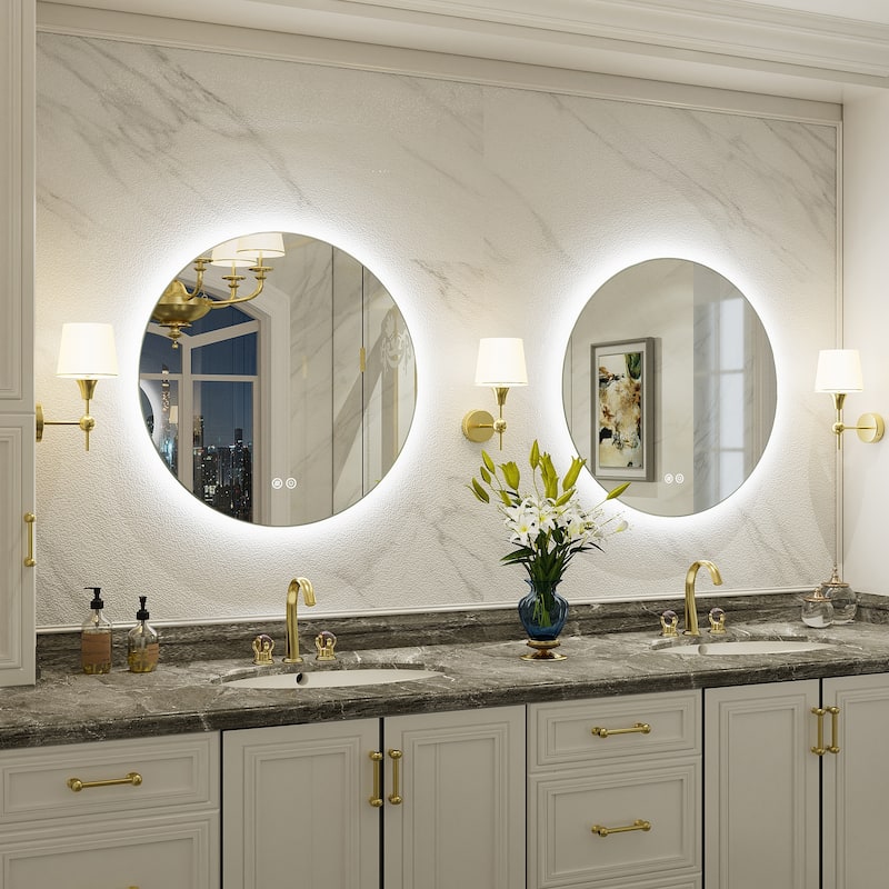 UL Certified Multiple shapes Frameless Anti-Fog 3 Colors Dimmable LED Backlit Wall Bathroom Vanity Mirror