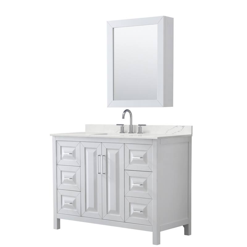 Wyndham Collection WCV252548S-QTZ-US3MED Daria 48" Free Standing - White / Giotto Quartz Top / Polished Chrome