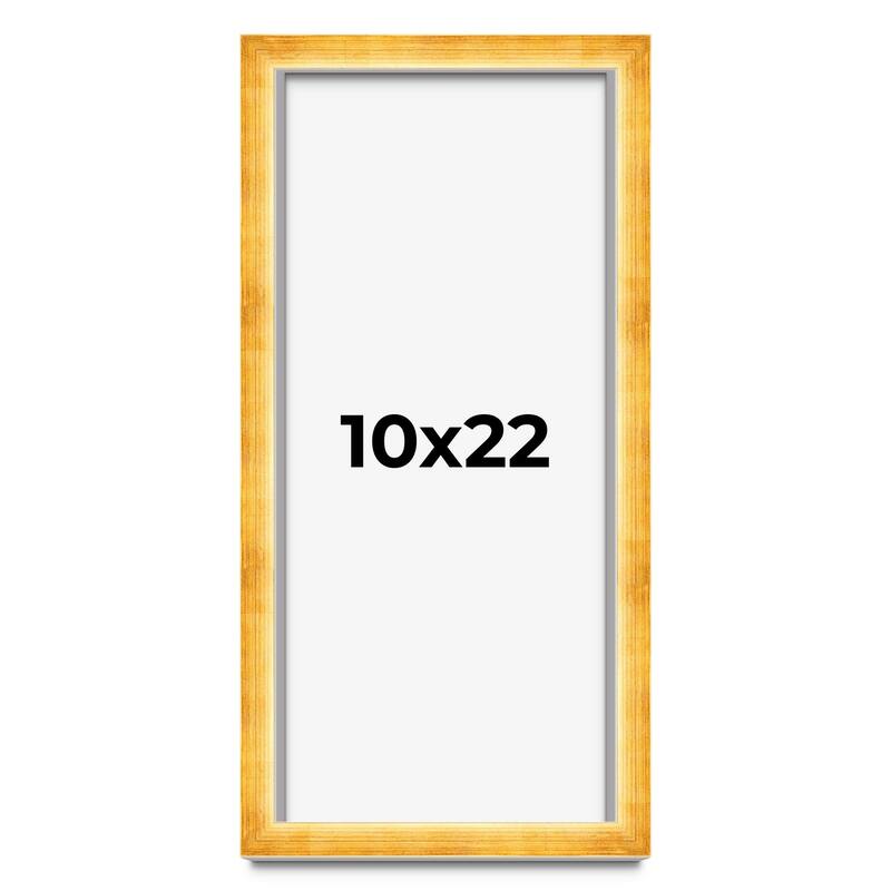 10x22 Shadow Box Frame Gold | 1.625 Inches Deep Real Wood Traditional