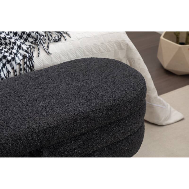 Upholstered Storage Bench with Wooden Legs