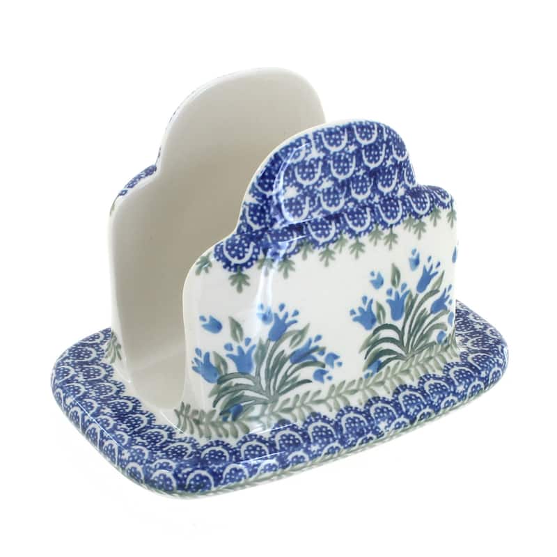 Blue Rose Polish Pottery 487 Ceramika Artystyczna Napkin Holder