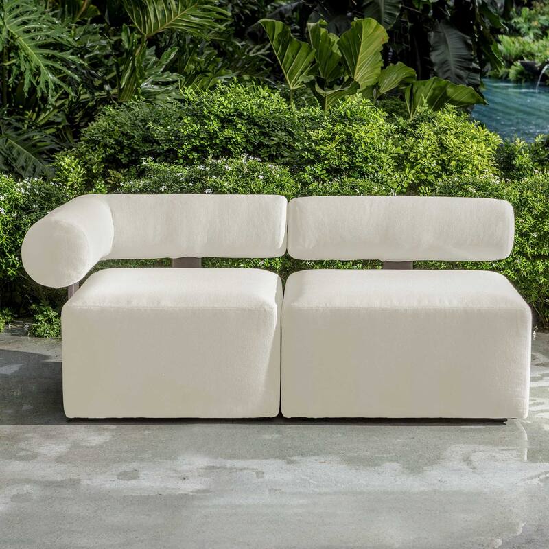 Uttermost Bolster Back White Armless Outdoor Sofa