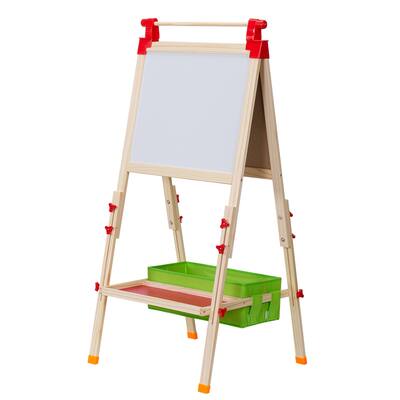 Kids Easel, Adjustable Magnetic Chalk Board & Magnetic Dry Erase Board - 22.05 x 18.11 inch