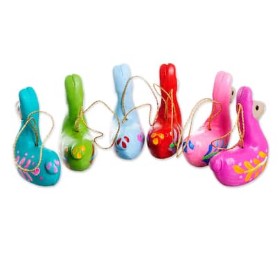 Novica Handmade Llama Family Ceramic Ornaments (Set Of 6)