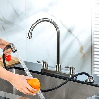 Mother's Day gift: Kitchen Sink Faucet with Side Sprayer High Arch Two Handles Kitchen Faucet