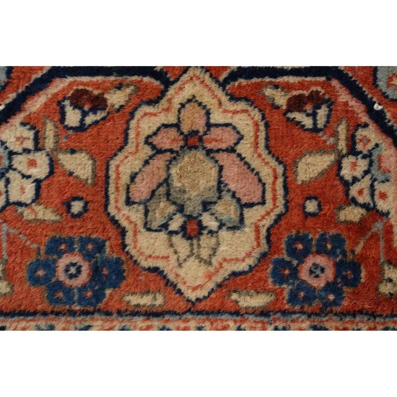 Hand Knotted Oriental 100% Wool Carpet Traditional Floral Navy Blue & Blues Tabriz Area Rug - 11' 10'' X 9' 4''