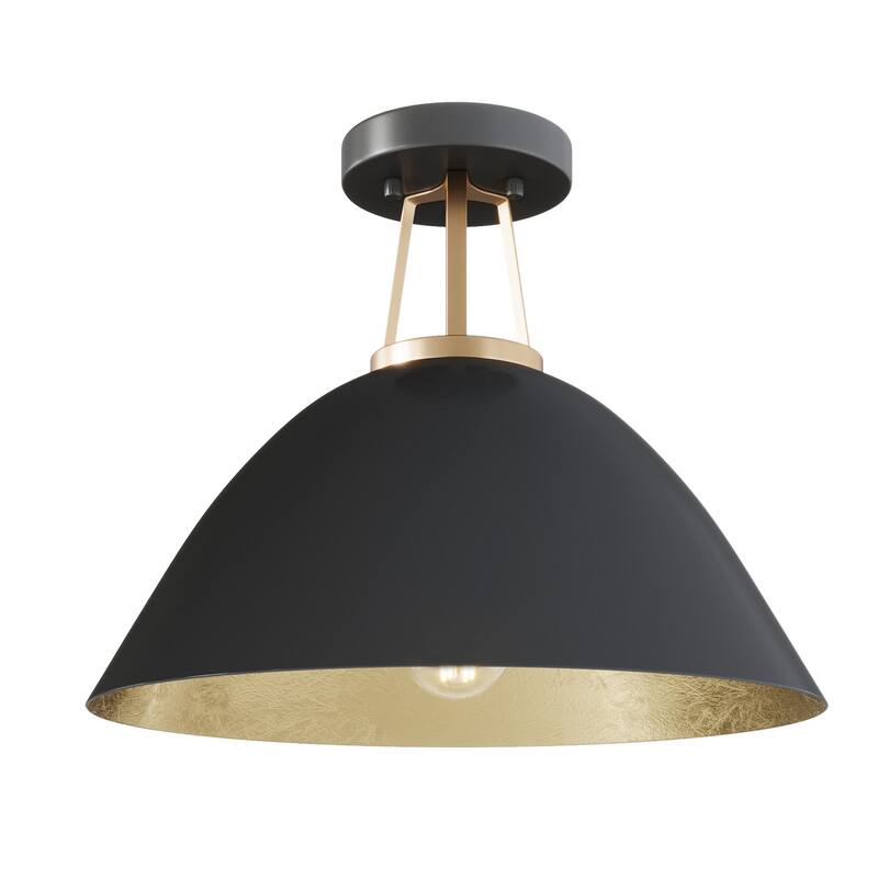 Farmhouse Gold Leaf Inside Semi Flush Mount Ceiling Light for Bedroom Kitchen Hallway
