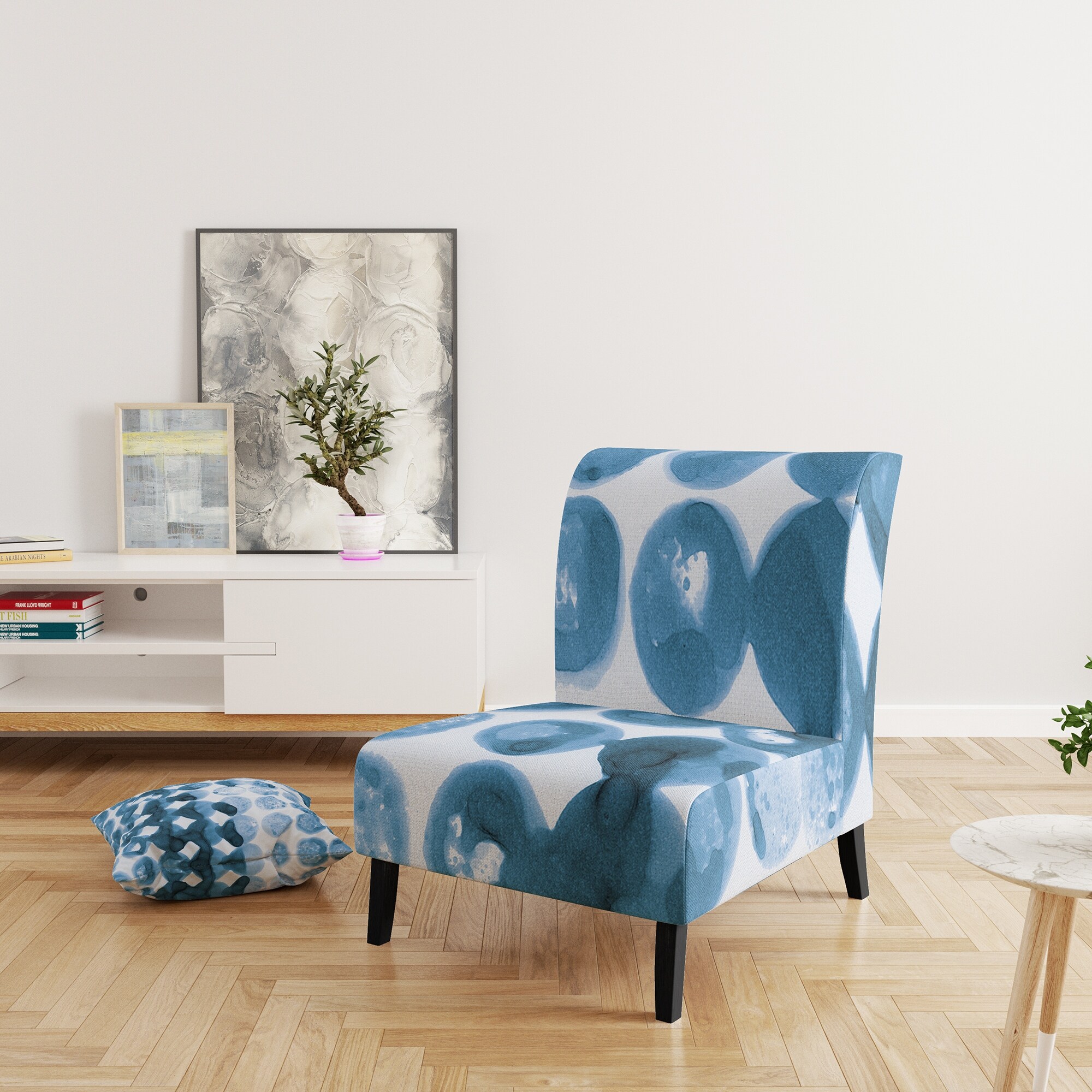 Designart "Indigo Watercolor Geometrical VII" Upholstered - Picture 12 of 15