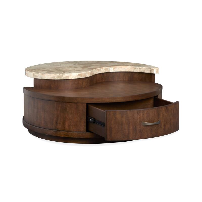 Magnussen Home Mcpherson Burnt Umber Round Cocktail Table with Casters - 40''W x 40''D x 17''H