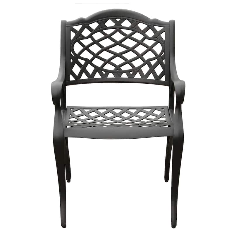 Modern Ornate Outdoor Mesh Aluminum 68-in Rectangular Patio Dining Set with Six Chairs - N/A