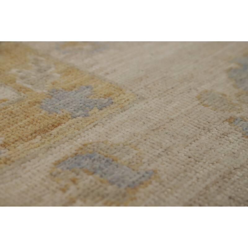 Hand Knotted Oriental 100% Wool Carpet Transitional All-Over Beige & Ivories Oushak Area Rug - 11' 8'' X 9' 1''