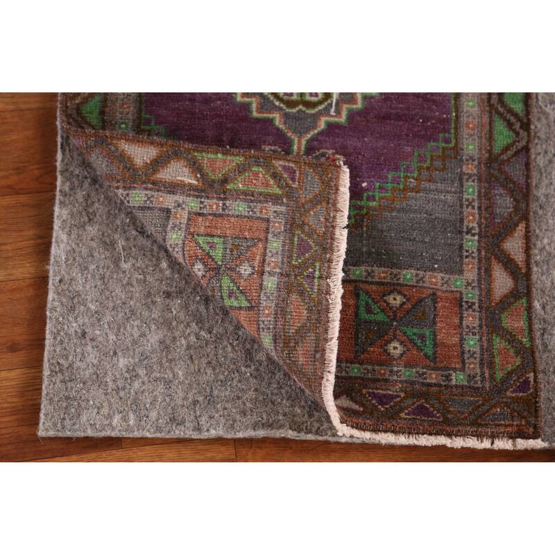 Hand Knotted Oriental 100% Wool Carpet Transitional Medallion Purples Anatolian Area Rug - 2' 10'' X 1' 6''